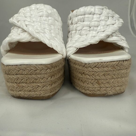Olivia Miller Womens Woven Platform Wedge Sandals White Size 10 Espadrille Style - Picture 5 of 11